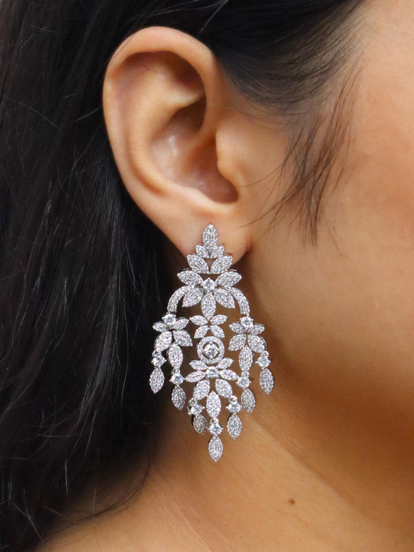 Alia Diamond Dangle Earrings - by Live Some India in just Girl wearing Alia Diamond Dangle Earrings by Live Some India