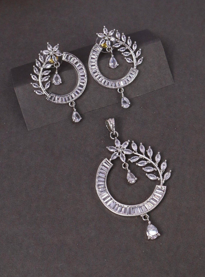 Allure Leaf Diamond Pendant Set - by Live Some India in just A closeup image of Allure Leaf Diamond Pendant Set by Live Some India on a black background