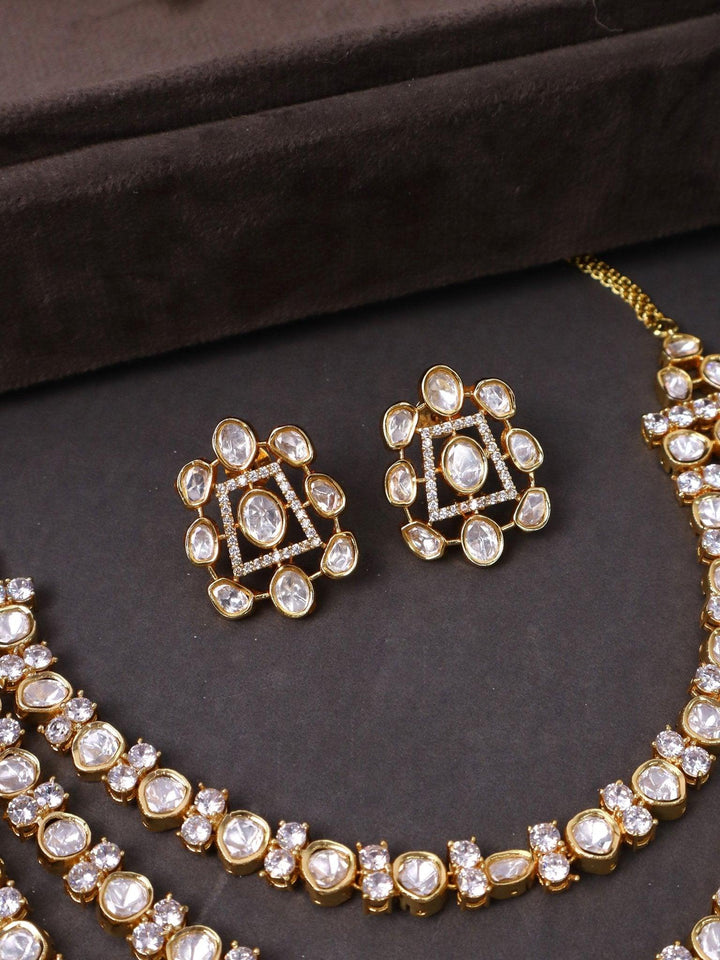 Amanat Layered Diamond Necklace Set - by Live Some India in just Amanat Layered Diamond Necklace Set