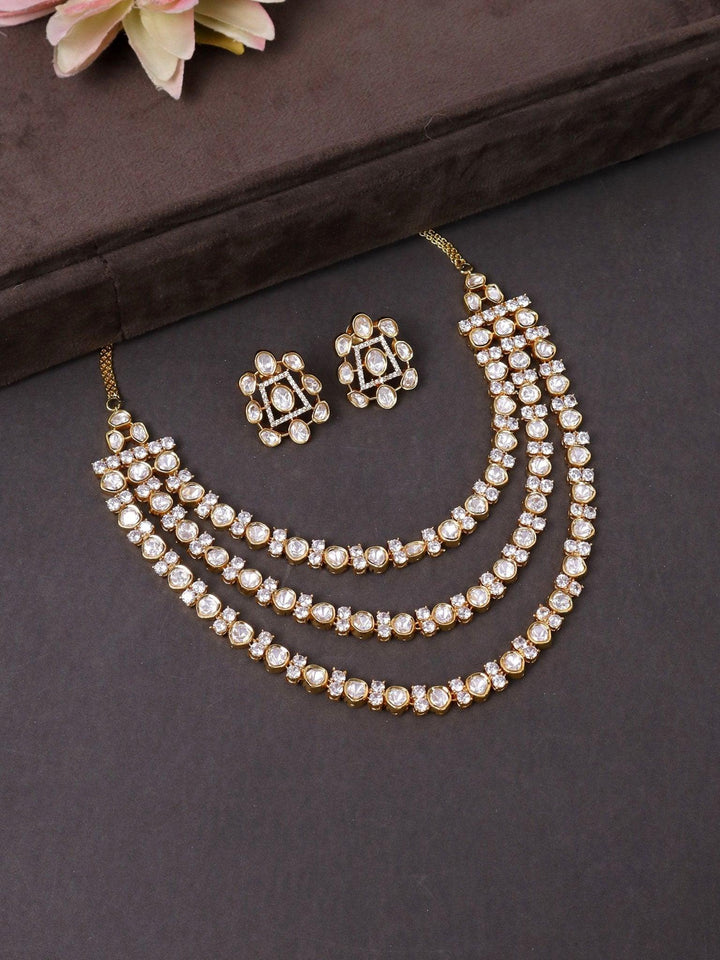 Amanat Layered Diamond Necklace Set - by Live Some India in just Amanat Layered Diamond Necklace Set