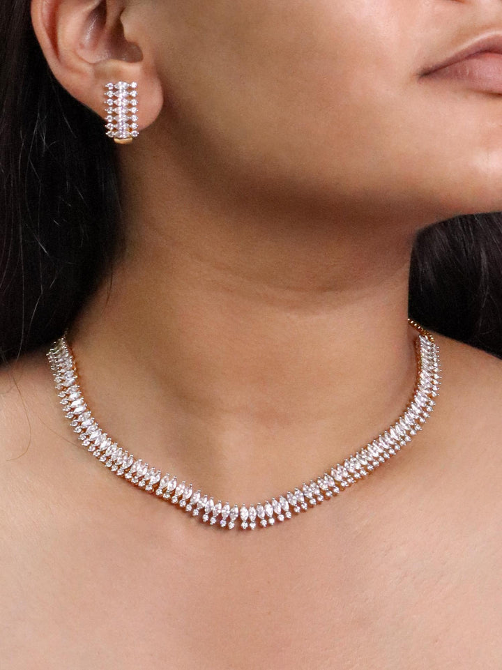 Amiya Diamond Necklace Set - by Live Some India in just A closeup image of a girl wearing Amiya Diamond Necklace Set - 3 by Live Some India