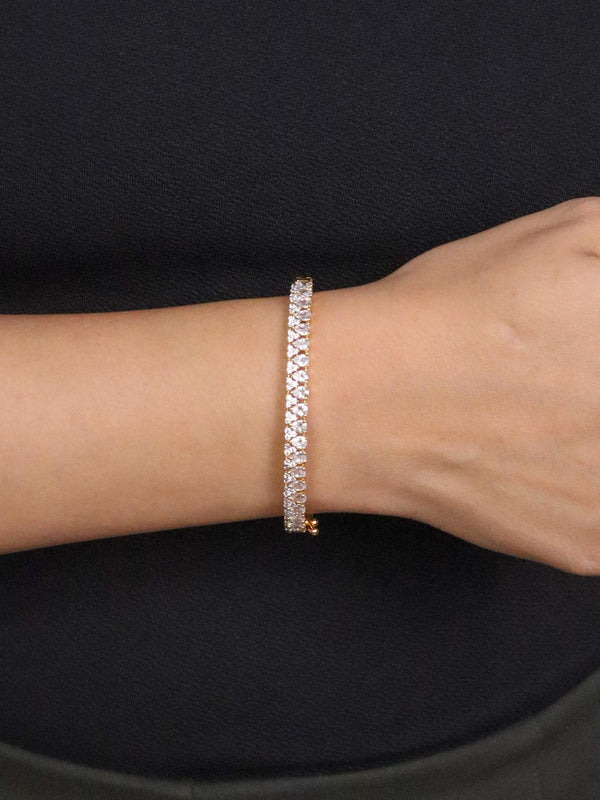 Anaya Designer Diamond Bracelet - by Live Some India in just Girl wearing Anaya Deigner Diamond Bracelet - Gold by Live Some India