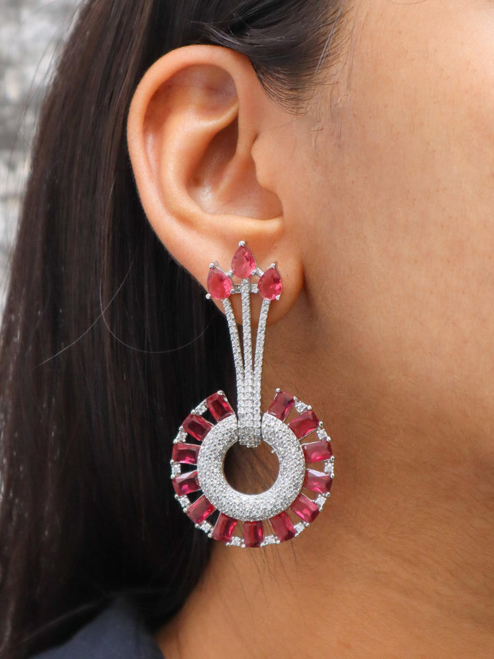 Bella Drop Diamond Earrings - by Live Some India in just A closeup image of a girl wearing Bella Drop Diamond Earrings by Live Some India