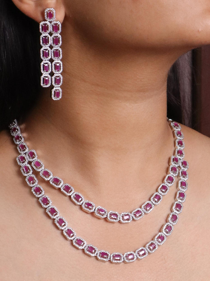 Chic Layered Diamond Necklace Set - by Live Some India in just A closeup image of Chic Layered Diamond Necklace set - 3 by Live Some India