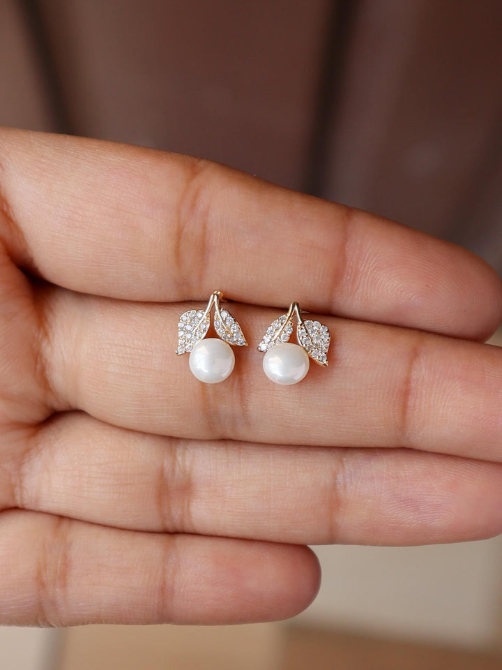 Chunky Leaf Pearl Earrings - by Live Some India in just Chunky Leaf Pearl Earrings