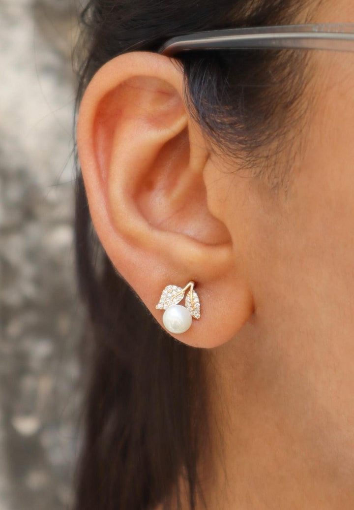 Chunky Leaf Pearl Earrings - by Live Some India in just Chunky Leaf Pearl Earrings