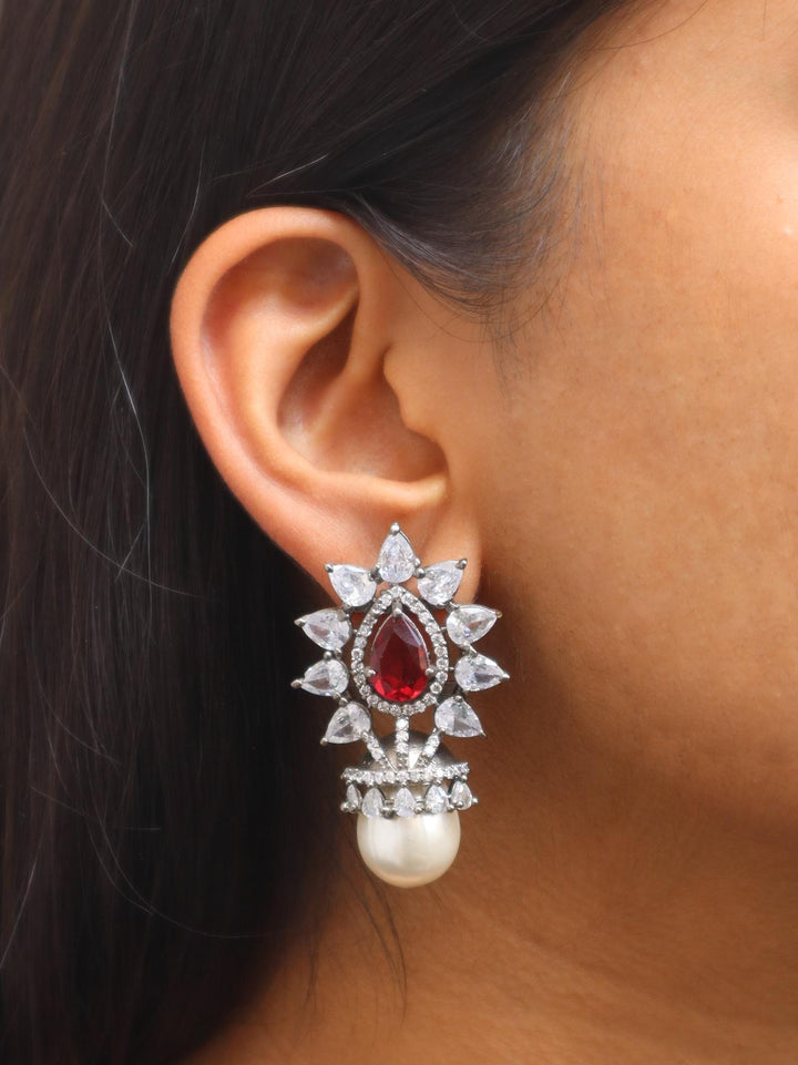 Classic Contemporary Earrings - by Live Some India in just A closeup image of a girl wearing Classic Contemporary Earrings - 1 by Live Some India