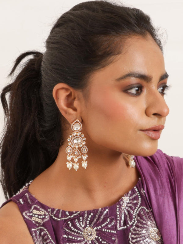 Classy Drops Kundan Polki Dangler Earrings - by Live Some India in just Classy Drops Kundan Polki Dangler Earrings