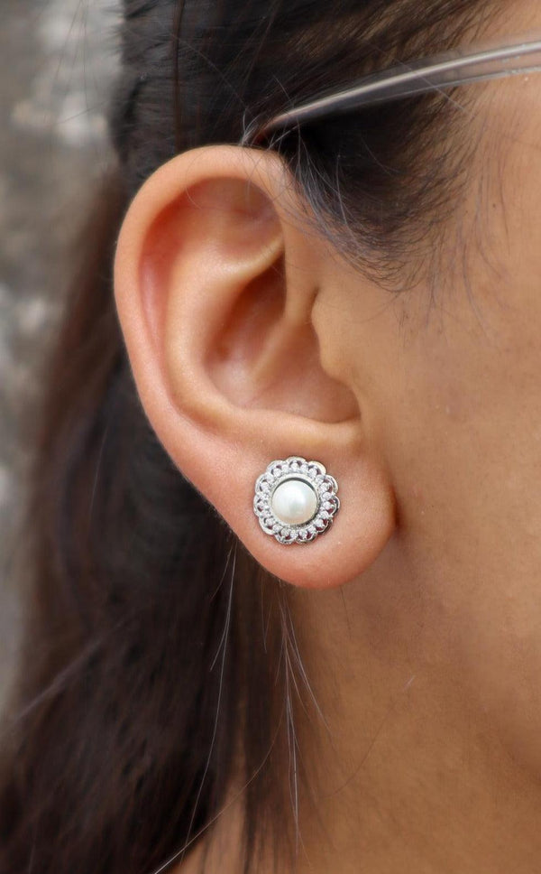 Dainty Flower Pearl Earrings - by Live Some India in just Dainty Flower Pearl Earrings