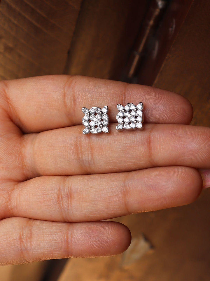 Diamond Statement Earrings - by Live Some India in just A closeup image of Diamond Statement Earrings -1 on a girl's hand by Live Some India