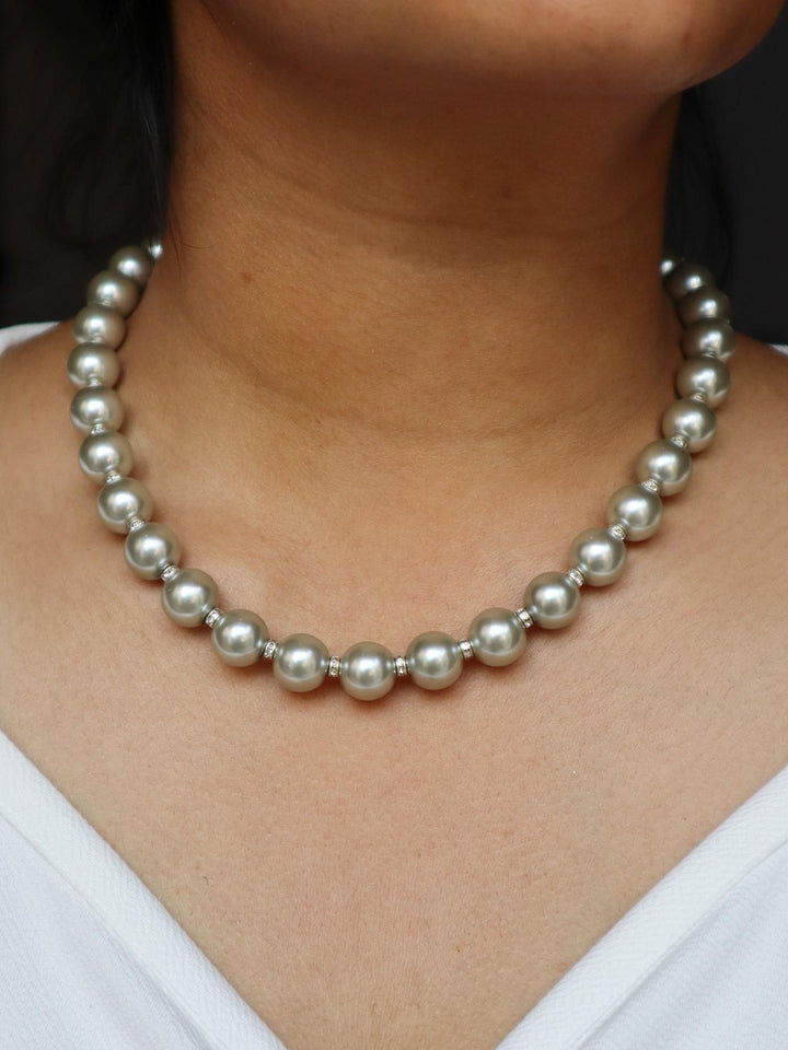 Elegant Three Way Pearl Necklace Set - by Live Some India in just A closeup image of a girl wearing Elegant Three Way Pearl Necklace -3 by Live Some India