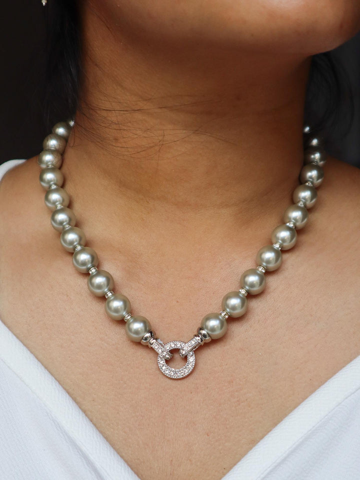 Elegant Three Way Pearl Necklace Set - by Live Some India in just A closeup image of a girl wearing Elegant Three Way Pearl Necklace -2 by Live Some India