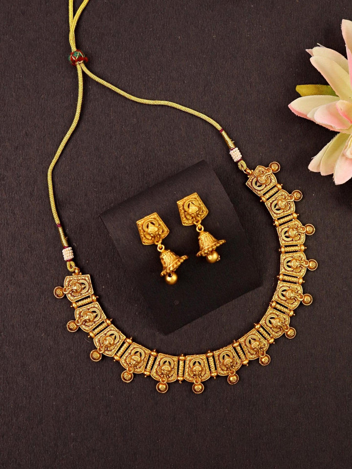 Lord Ganesha 18k Gold Temple Necklace - by Live Some India in just Lord Ganesh 18K Gold Plated Temple Jewellery by Live Some India