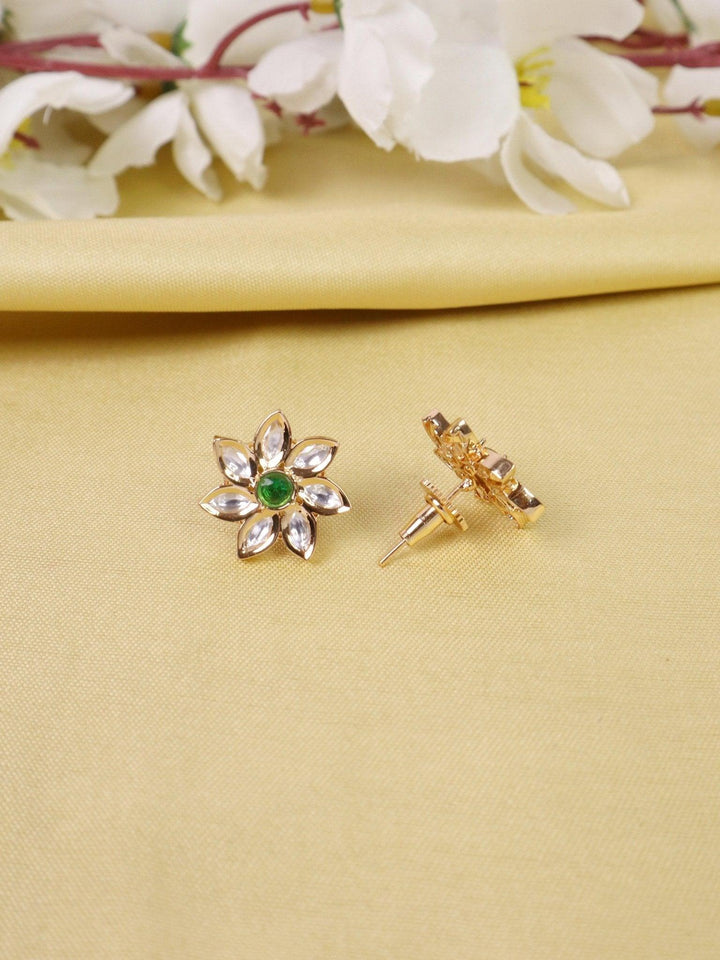 Zara Kundan Polki Stud Earrings - by Live Some India in just Zara Kundan Polki Stud Earrings